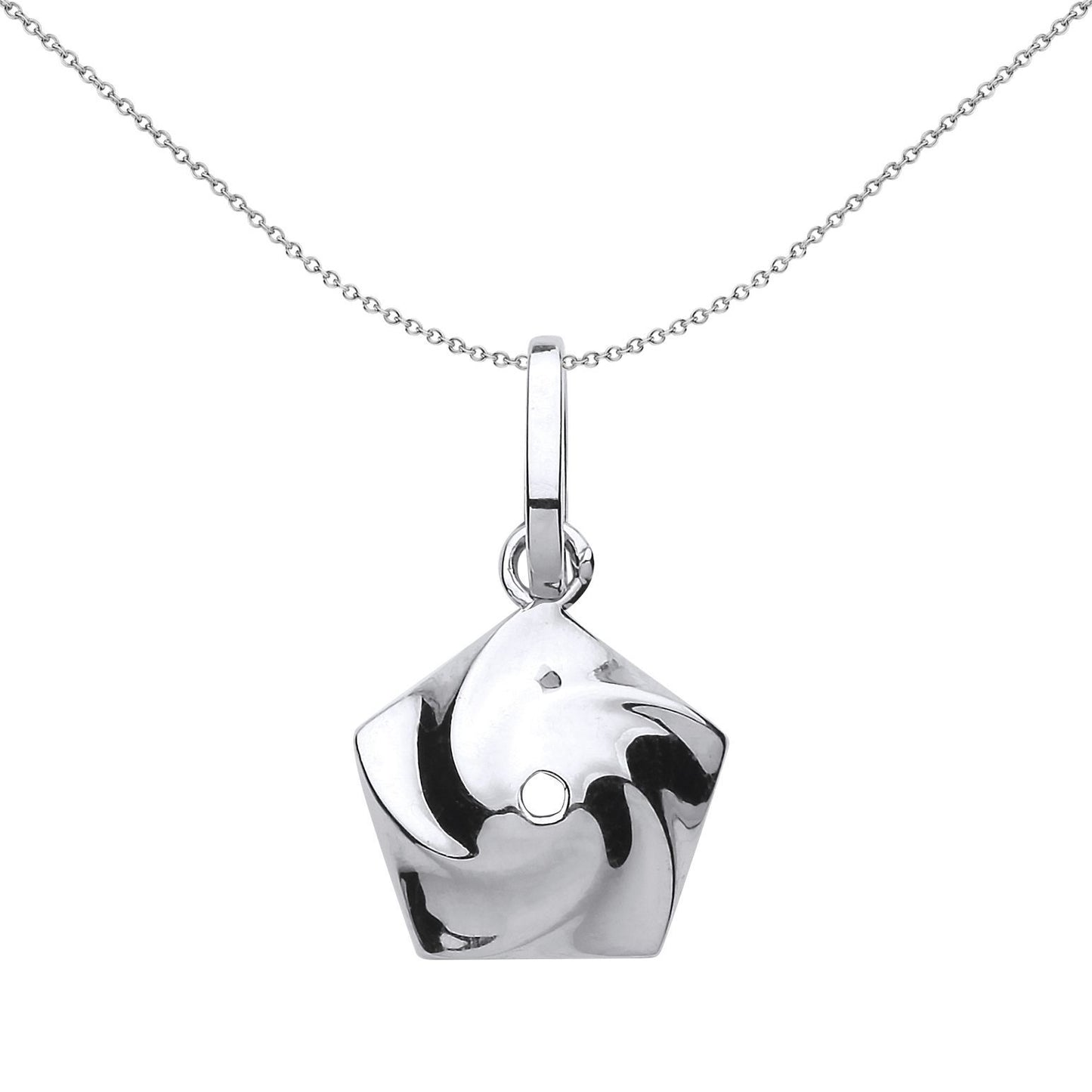 Silver  Swirling Pentagon Charm Necklace - GVP465