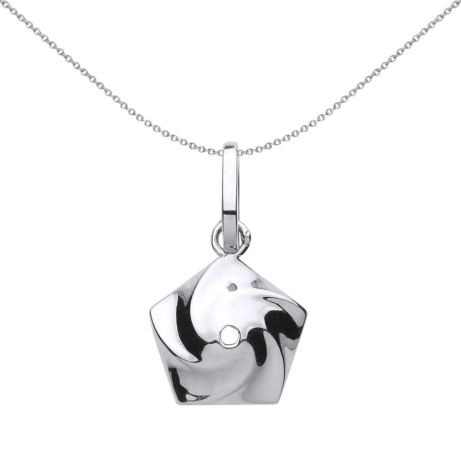 Silver  Swirling Pentagon Charm Necklace - GVP465