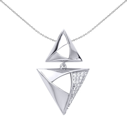 Silver  CZ Triangle Hamantaschen Charm Necklace - GVP466