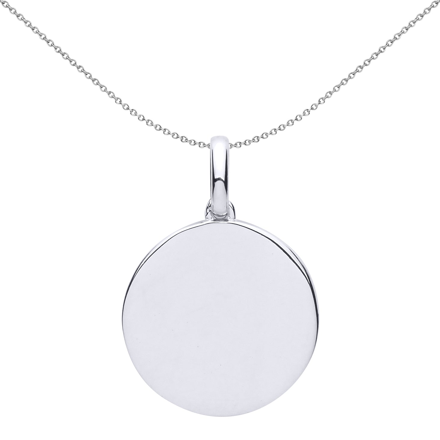 Silver  Round Disc Medallion Necklace 18 inch - GVP499
