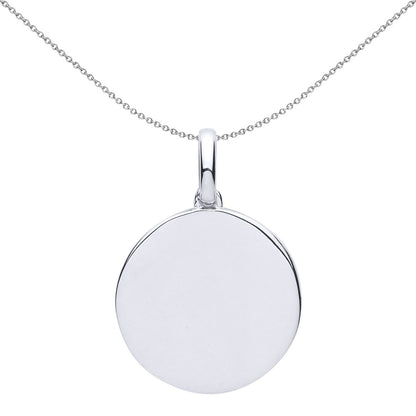 Sterling Silver  Plain Polished Round Disc Medallion Necklace - GVP499