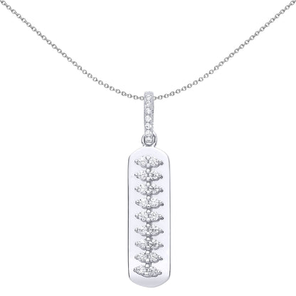 Sterling Silver  CZ Zipper Spinal Cord Ingot Pendant Necklace - GVP503