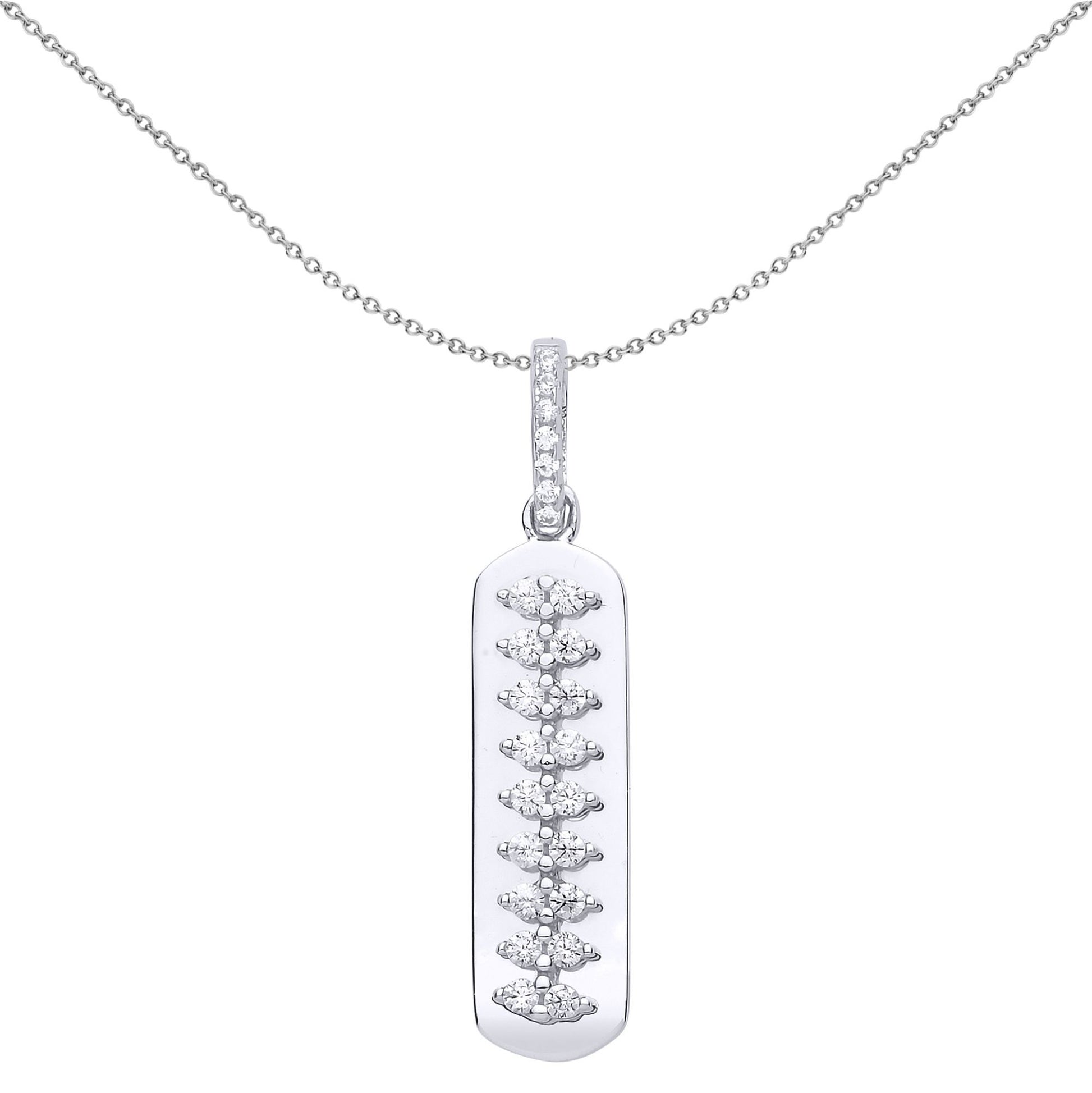 Silver  CZ Spinal Cord Ingot Pendant Necklace - GVP503