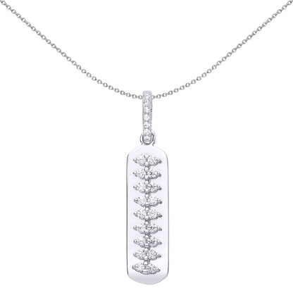 Silver  CZ Spinal Cord Ingot Pendant Necklace 18 inch - GVP503