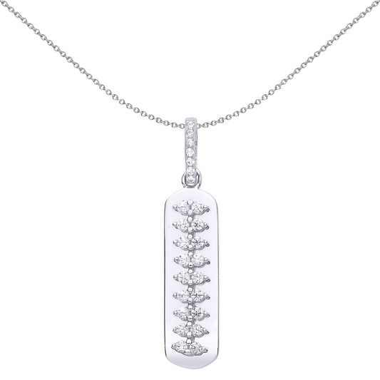 Silver  CZ Spinal Cord Ingot Pendant Necklace 18 inch - GVP503