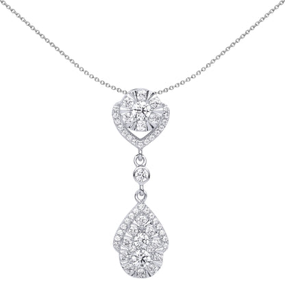 Sterling Silver  CZ Tears of Joy Halo Mirrored Arrowhead Pendant - GVP505