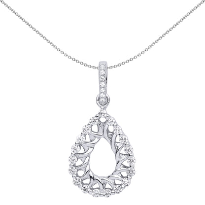 Silver  CZ Pear Avocado Pendant Necklace 18 inch - GVP507