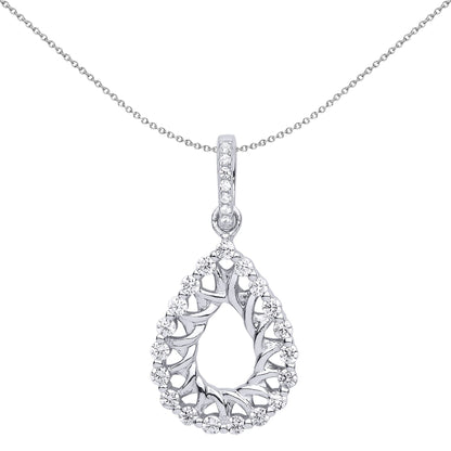 Silver  CZ Pear Avocado Pendant Necklace 18 inch - GVP507