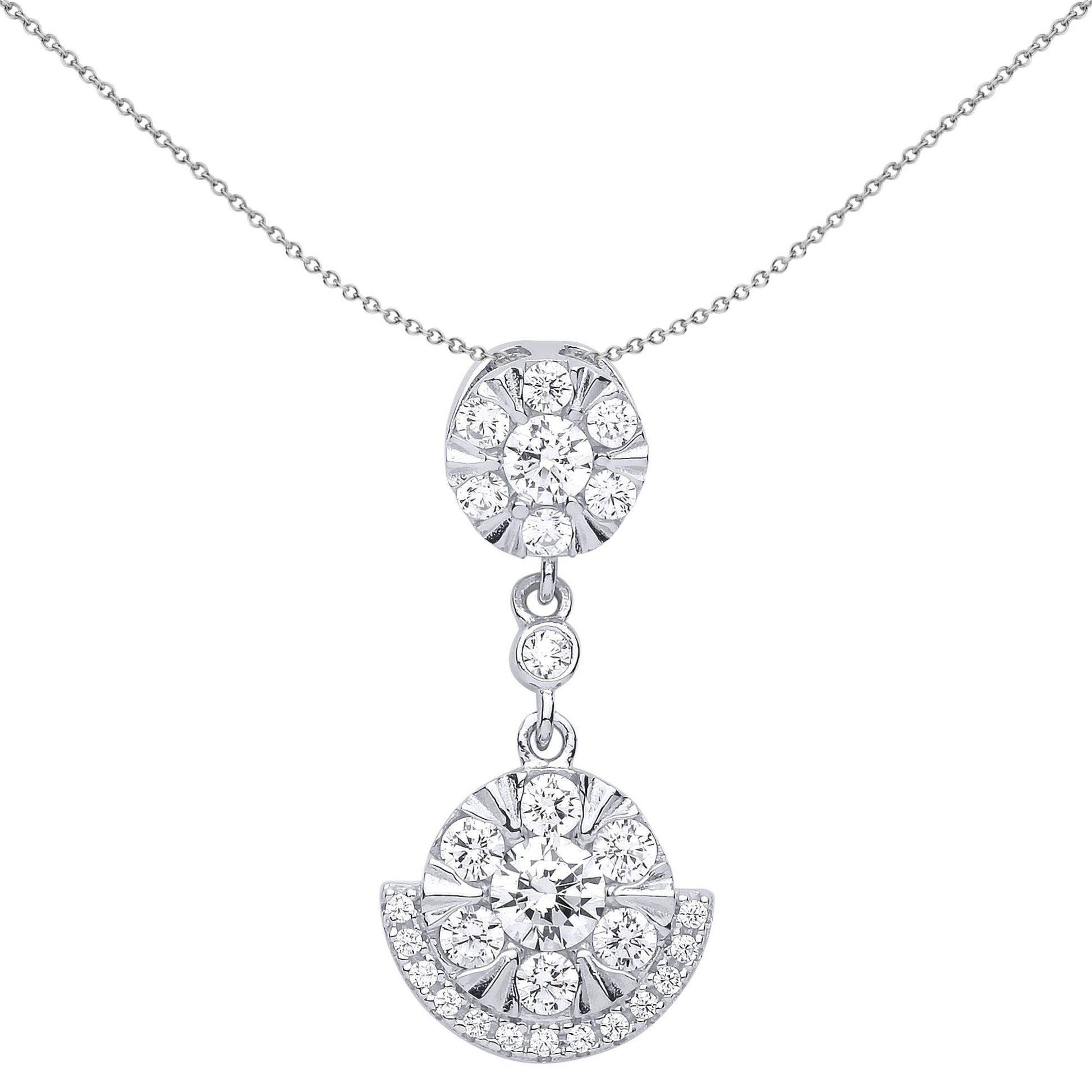 Silver  CZ Egyptian Collar Cluster Pendant Necklace 18 inch - GVP512