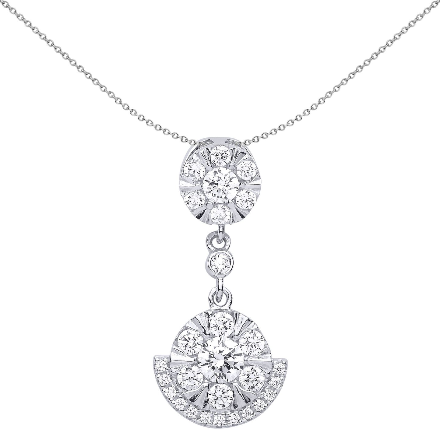 Silver  CZ Egyptian Collar Cluster Pendant Necklace - GVP512
