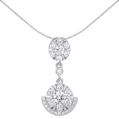 Silver  CZ Egyptian Collar Cluster Pendant Necklace - GVP512
