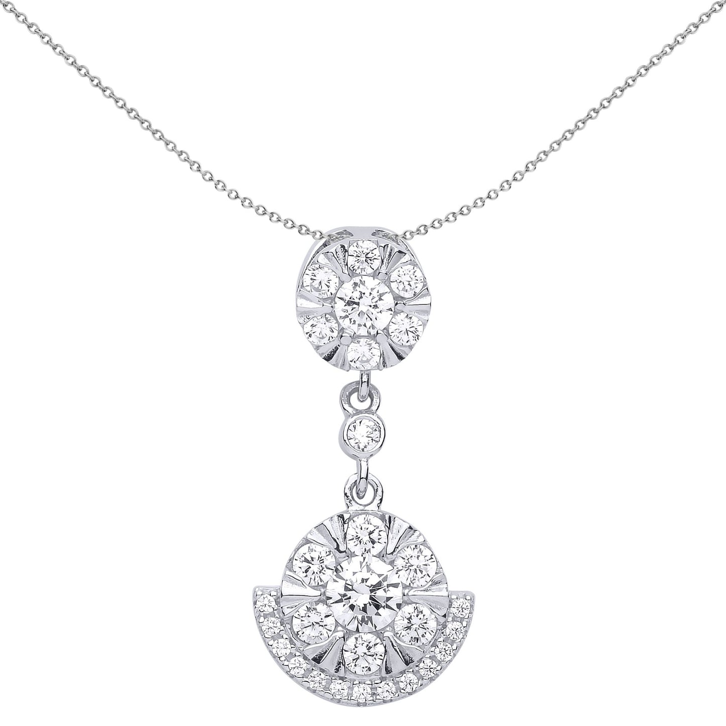 Silver  CZ Egyptian Collar Cluster Pendant Necklace 18 inch - GVP512