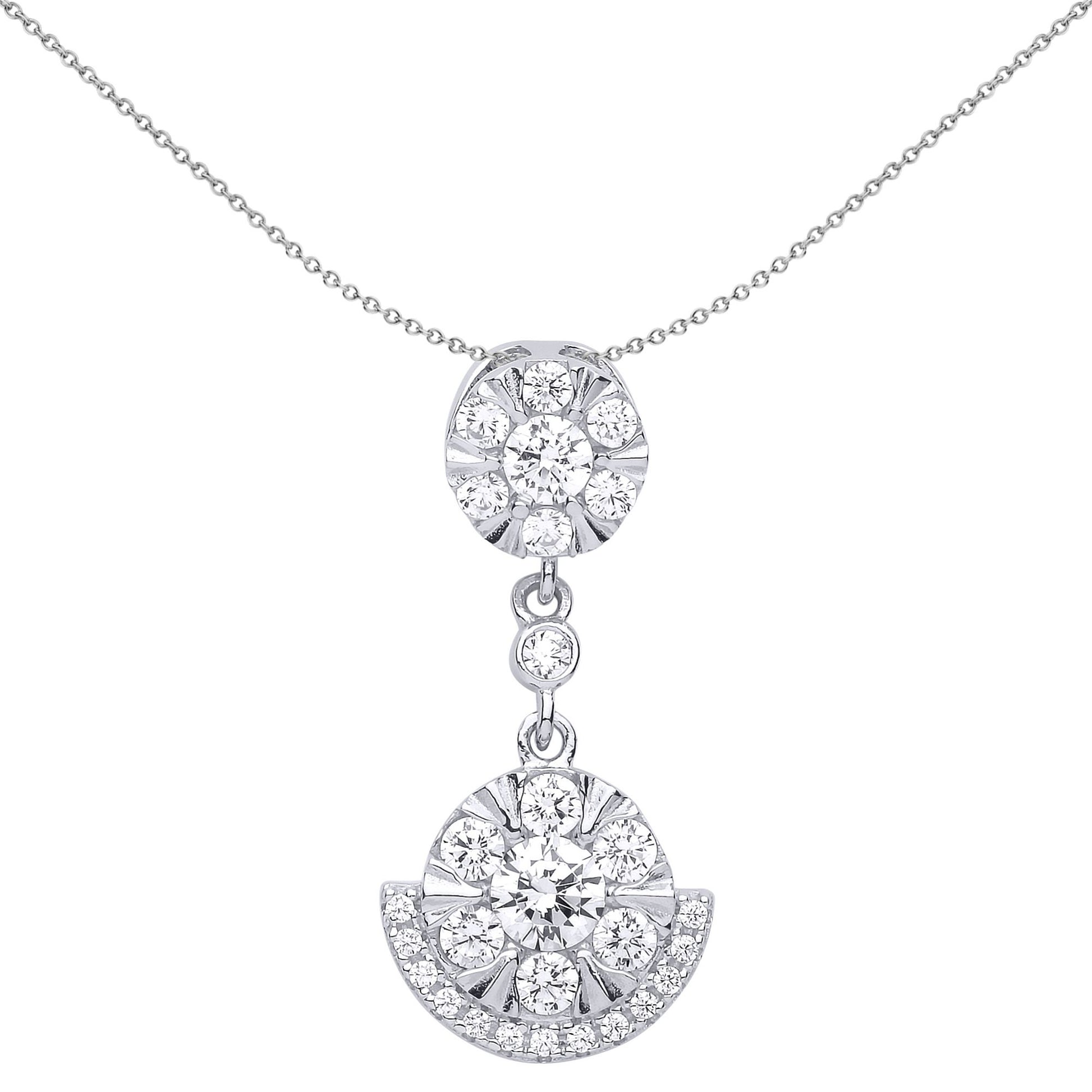 Silver  CZ Egyptian Collar Cluster Pendant Necklace 18 inch - GVP512