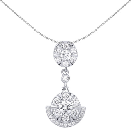 Silver  CZ Egyptian Collar Cluster Pendant Necklace 18 inch - GVP512