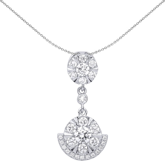 Silver  CZ Egyptian Collar Cluster Pendant Necklace 18 inch - GVP512