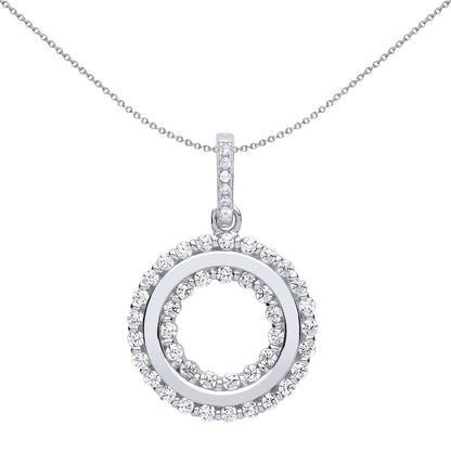 Silver  CZ Halo Donut Ring concentric eternity ring Pendant - GVP515