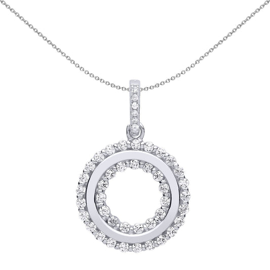Silver  CZ Halo Donut Ring concentric eternity ring Pendant - GVP515