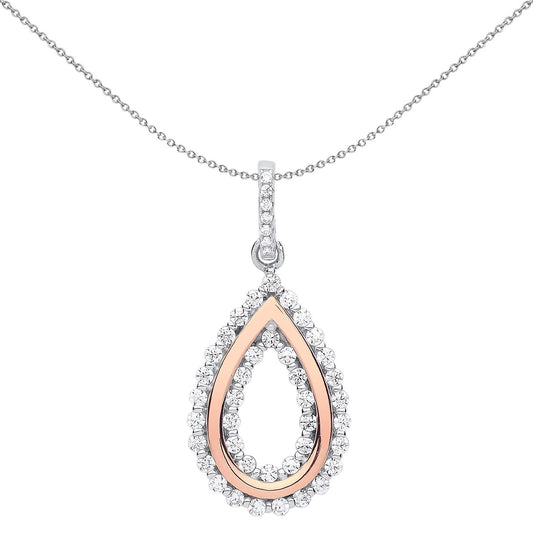 Rose Sterling Silver  CZ Pear Avocado concentric eternity Pendant - GVP525