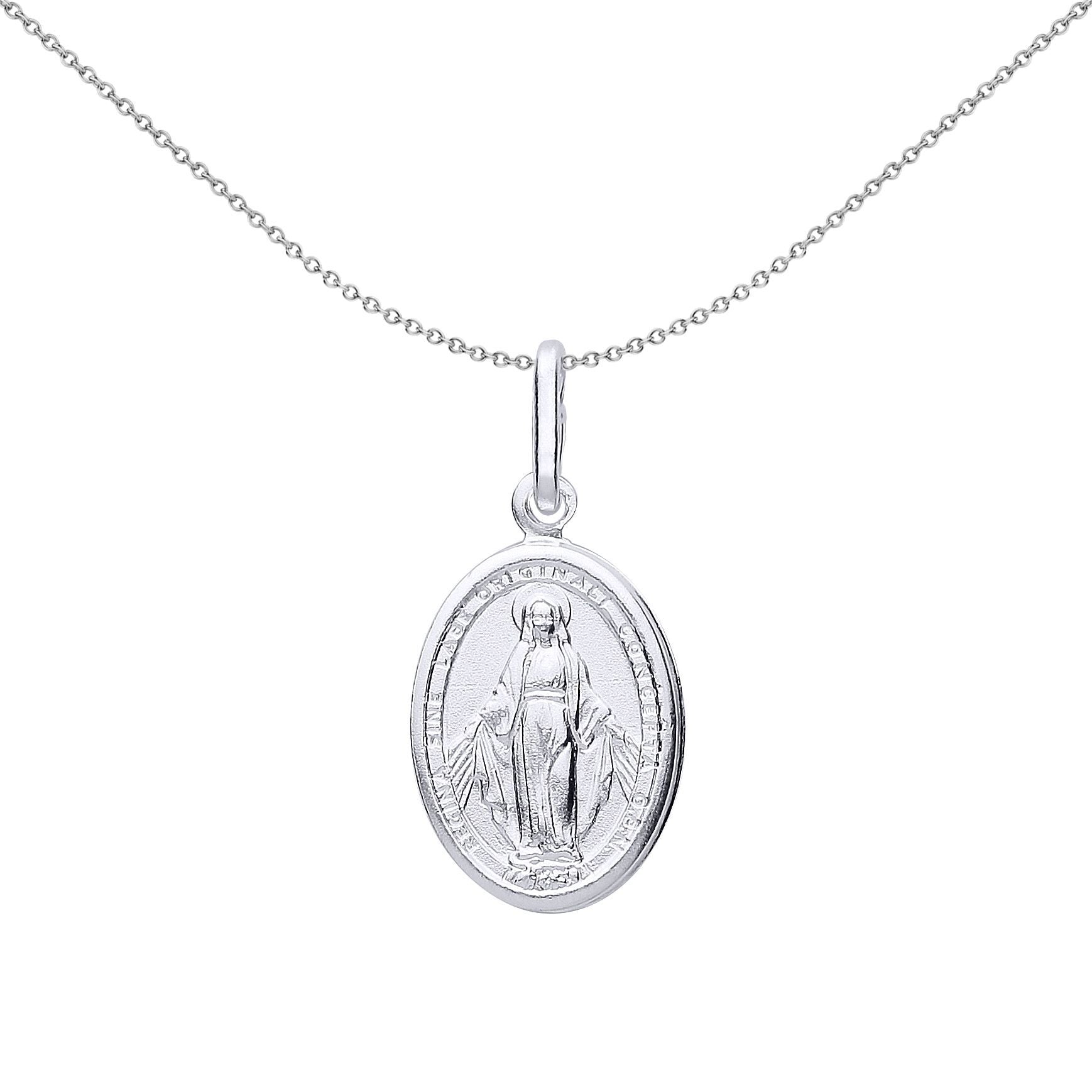 Unisex Silver  Miraculous Mary Medallion Necklace - GVP540