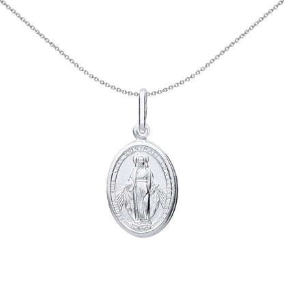 Unisex Silver  Miraculous Mary Medallion Necklace - GVP540