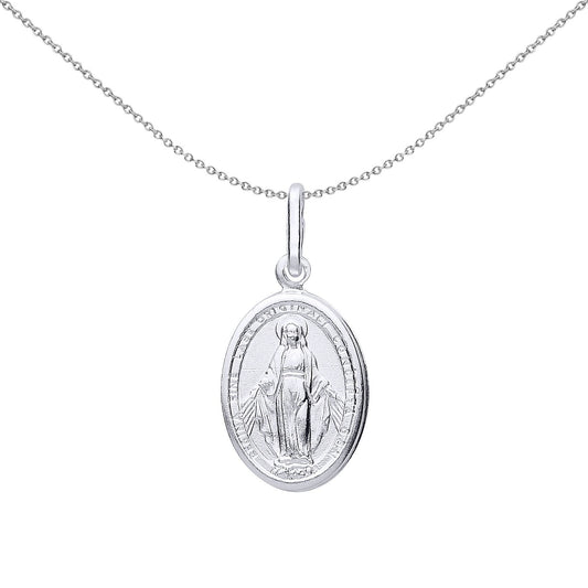 Unisex Silver  Miraculous Mary Medallion Necklace - GVP540