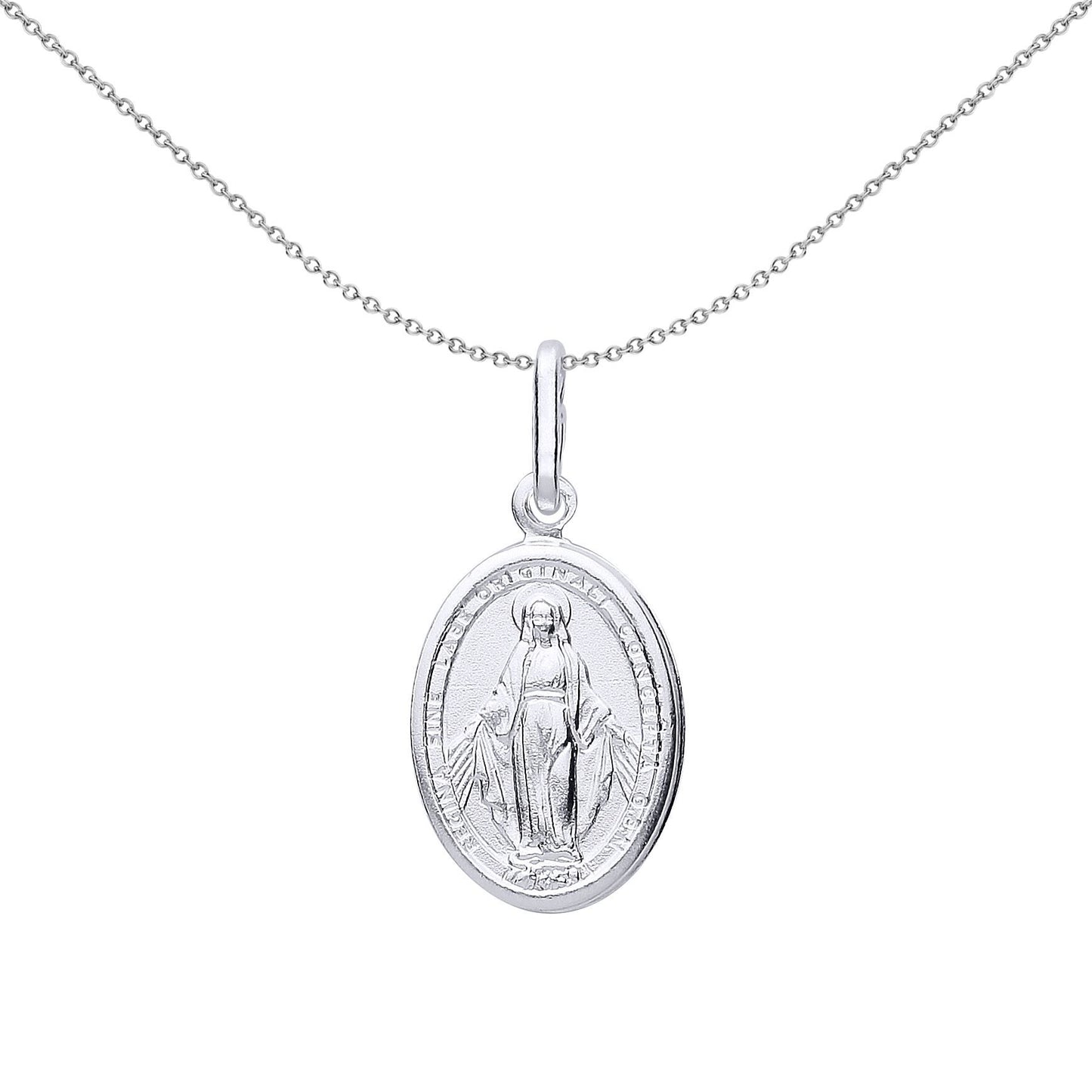 Unisex Silver  Miraculous Mary Medallion Necklace - GVP540