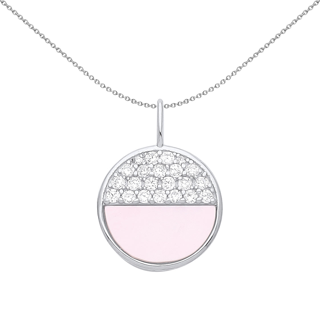 Silver  Starry Night Pink Lagoon Pendant Necklace - GVP550