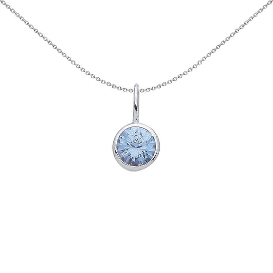 Silver  Lilac CZ Donut Bezel Solitaire Pendant Necklace - GVP553