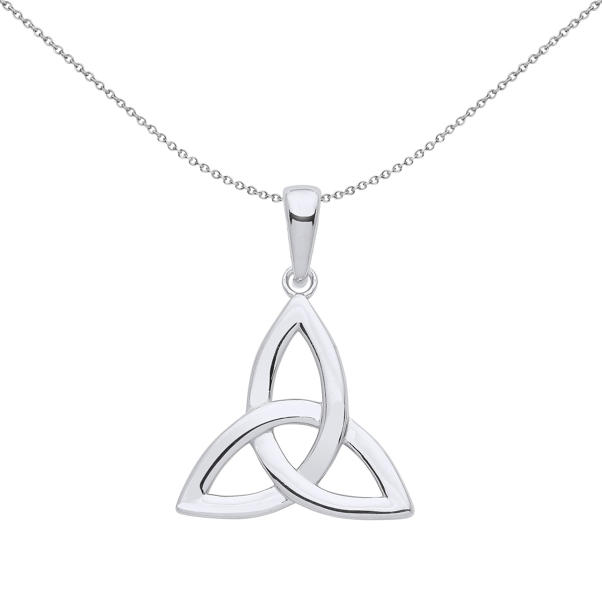 Silver  Celtic Trinity Trefoil Triquetra Knot Pendant Necklace - GVP567