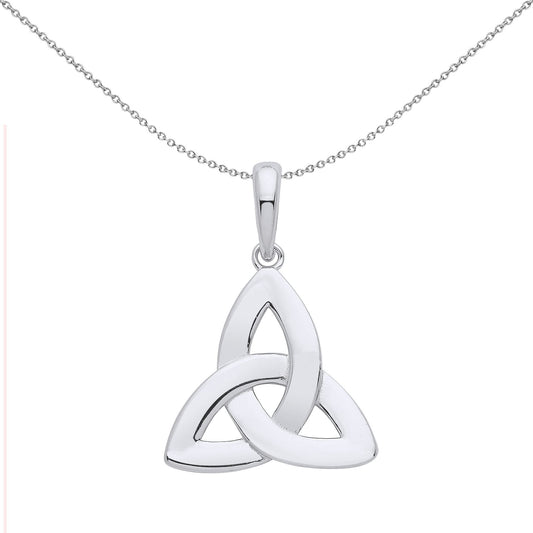 Silver  Celtic Trinity Trefoil Triquetra Knot Pendant Necklace - GVP568