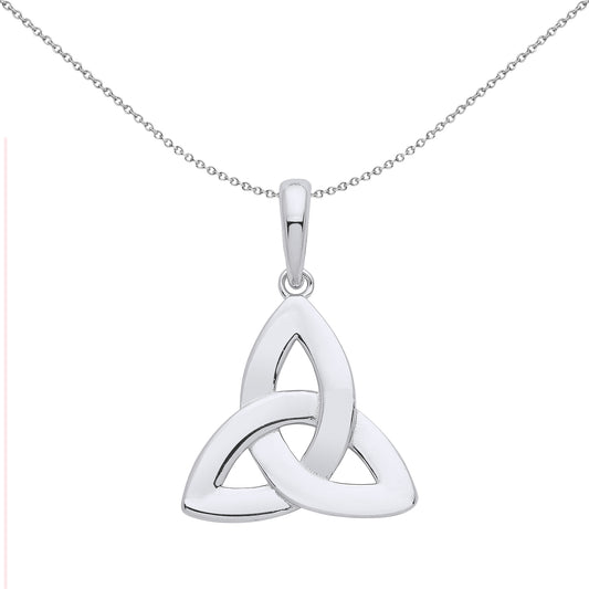 Silver  Celtic Trinity Trefoil Triquetra Knot Pendant Necklace 18" - GVP568