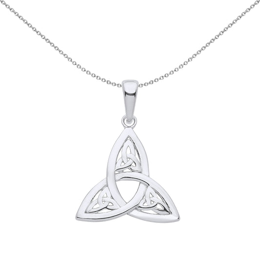 Silver  Triquetra within Trinity Knot Pendant Necklace - GVP569