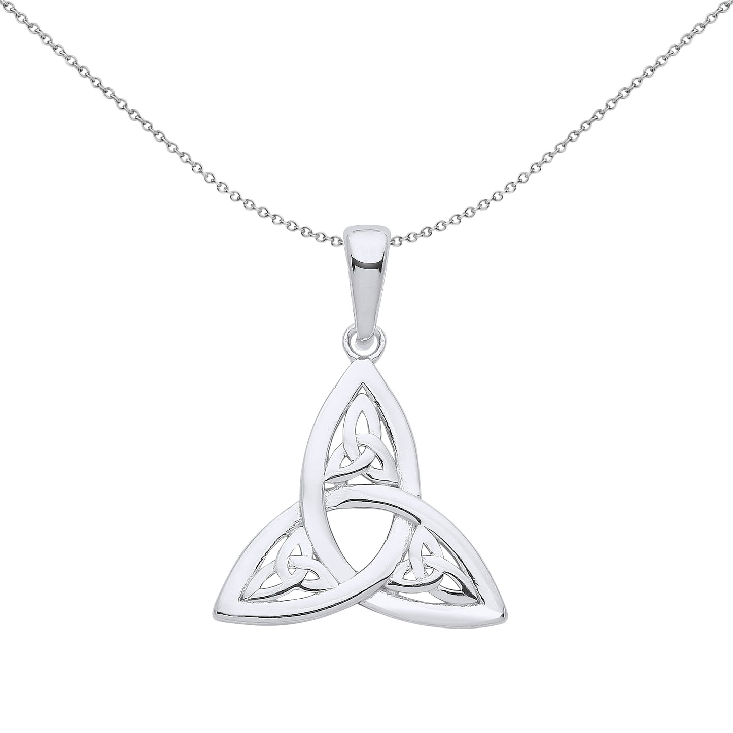 Silver  Triquetra within Trinity Knot Pendant Necklace - GVP569