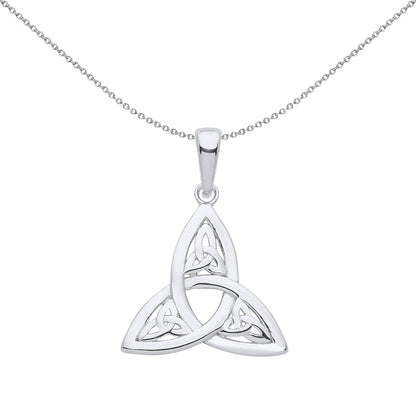 925 Silver  Triquetra within Trinity Knot Pendant Necklace 18 inch - GVP569