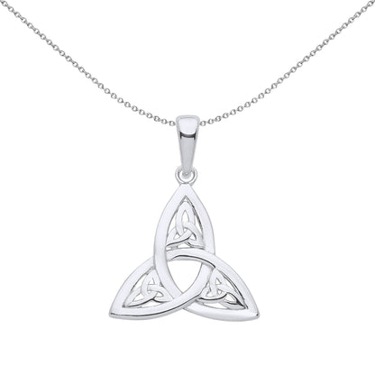 925 Silver  Triquetra within Trinity Knot Pendant Necklace - GVP569