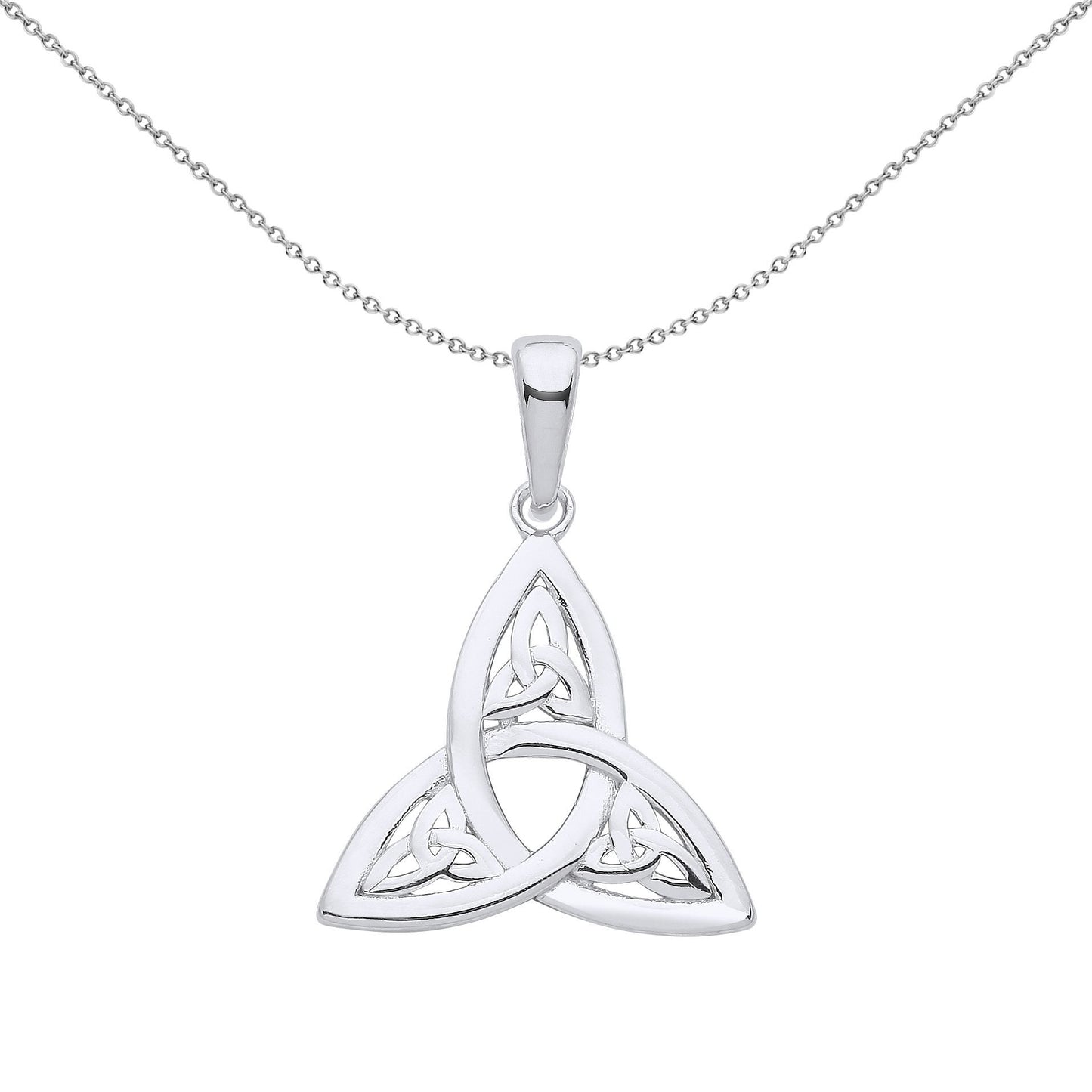 925 Silver  Triquetra within Trinity Knot Pendant Necklace - GVP569