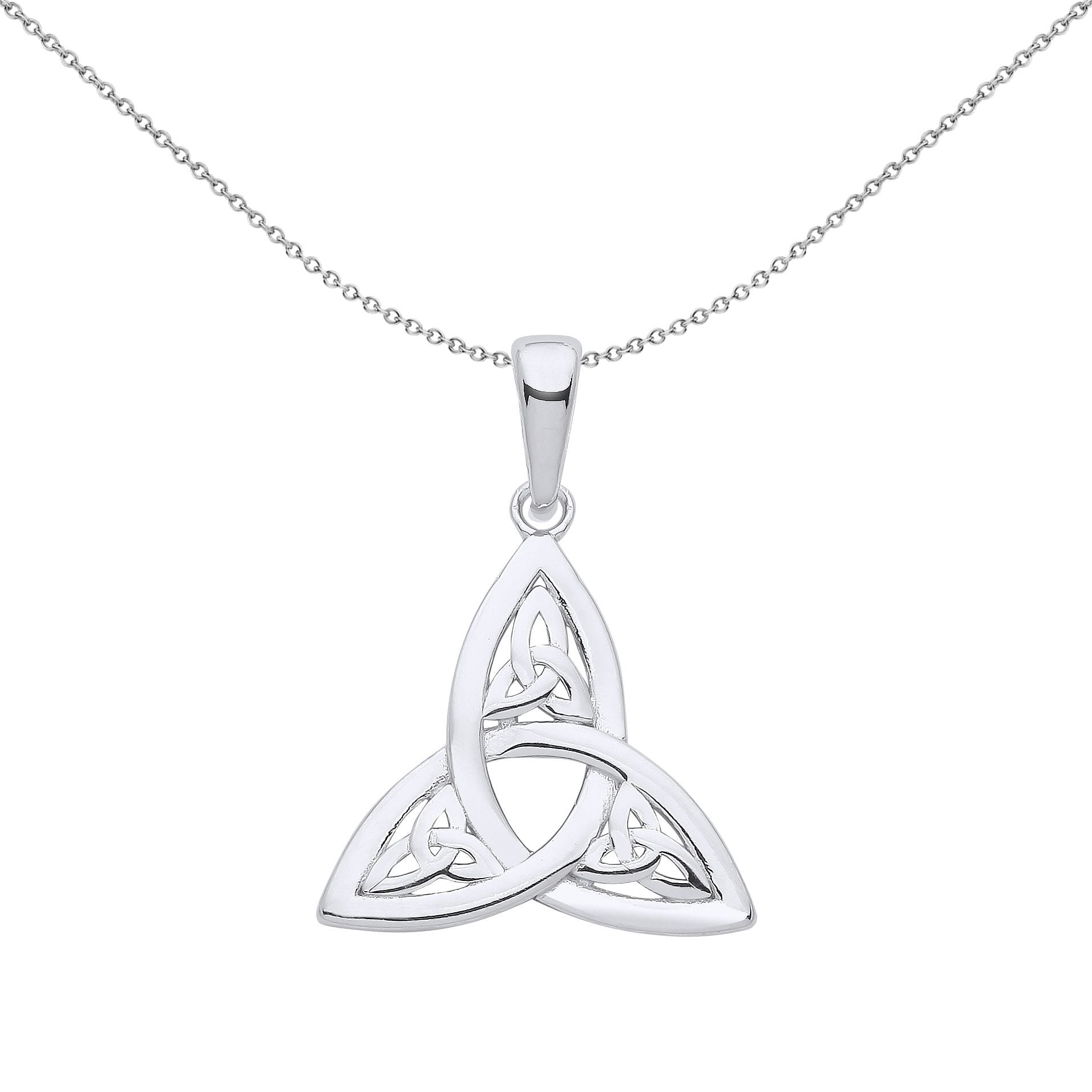 925 Silver  Triquetra within Trinity Knot Pendant Necklace - GVP569
