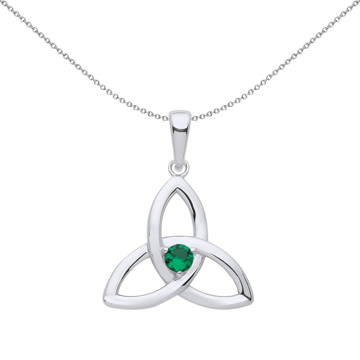 Silver  CZ Celtic Trinity Trefoil Triquetra Knot Necklace 18" - GVP570