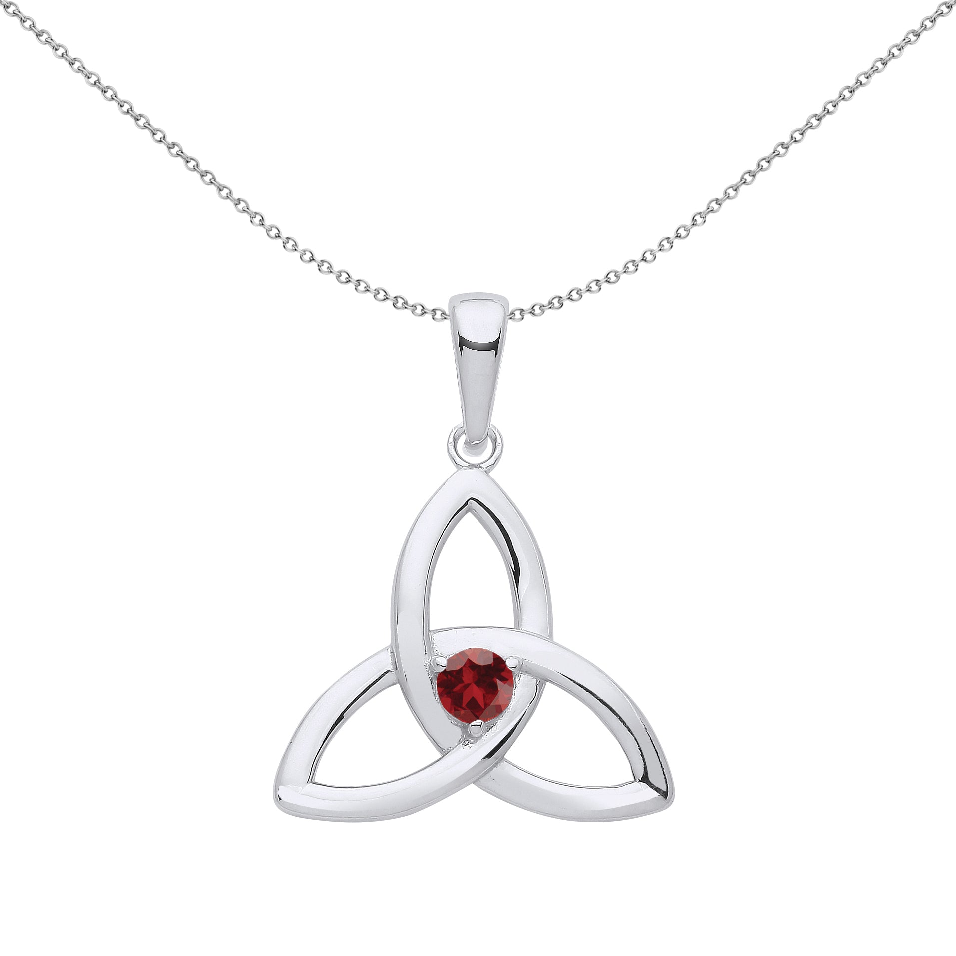 Silver  Celtic Trinity Triquetra Knot Solitaire Pendant Necklace - GVP570GAR