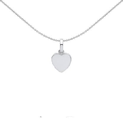 Silver  CZ Edge Set Halo Love Heart Charm Pendant Necklace 18 inch - GVP576