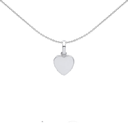 Silver  CZ Edge Set Halo Love Heart Charm Pendant Necklace - GVP576