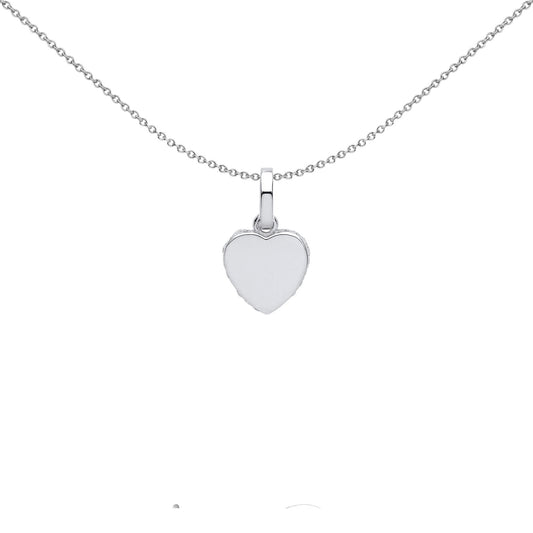Silver  CZ Edge Set Halo Love Heart Charm Pendant Necklace - GVP576