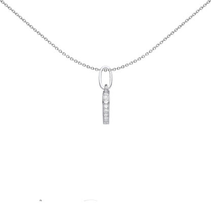Silver  Edge Set Halo Love Heart Charm Pendant Necklace - GVP576
