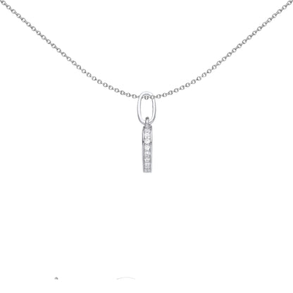 Silver  CZ Edge Set Halo Love Heart Charm Pendant Necklace 18 inch - GVP576