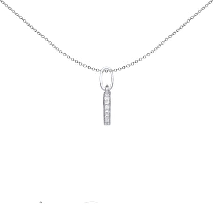 Silver  CZ Edge Set Halo Love Heart Charm Pendant Necklace - GVP576