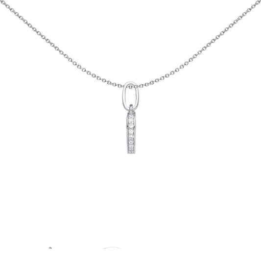 Silver  CZ Edge Set Halo Love Heart Charm Pendant Necklace - GVP576