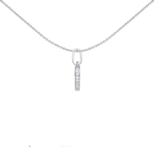 Silver  CZ Edge Set Halo Love Heart Charm Pendant Necklace 18 inch - GVP576