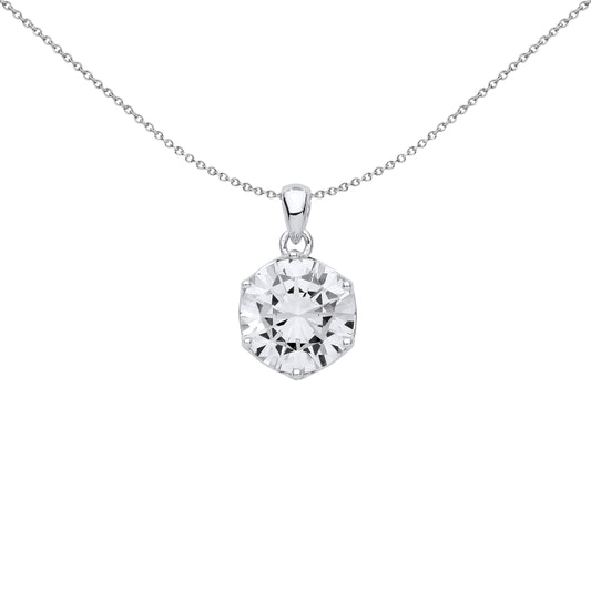 Silver  6 Claw Solitaire Pendant Necklace 4ct - GVP589