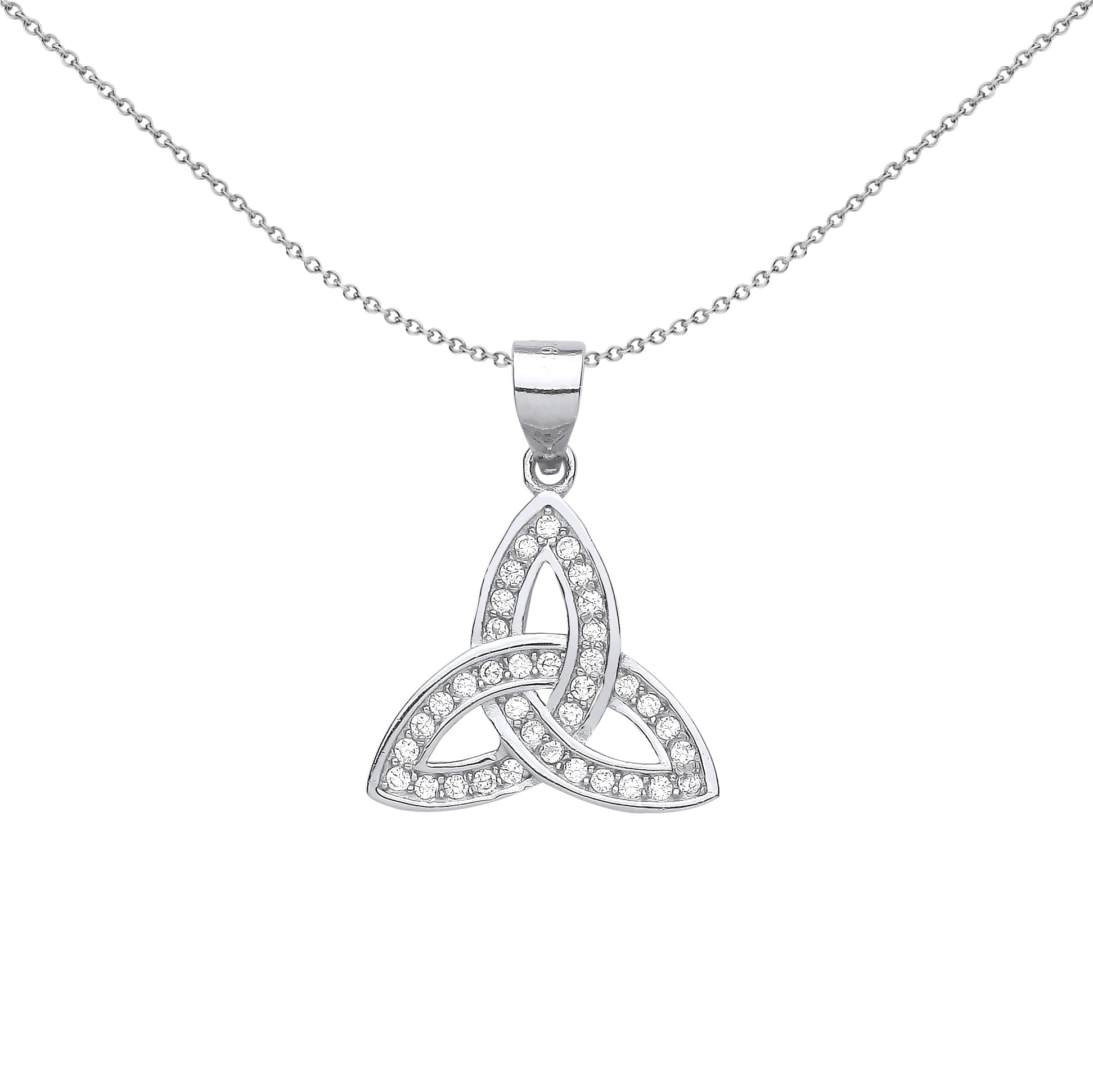 Silver  Trinity Knot Charm Pendant Necklace - GVP591