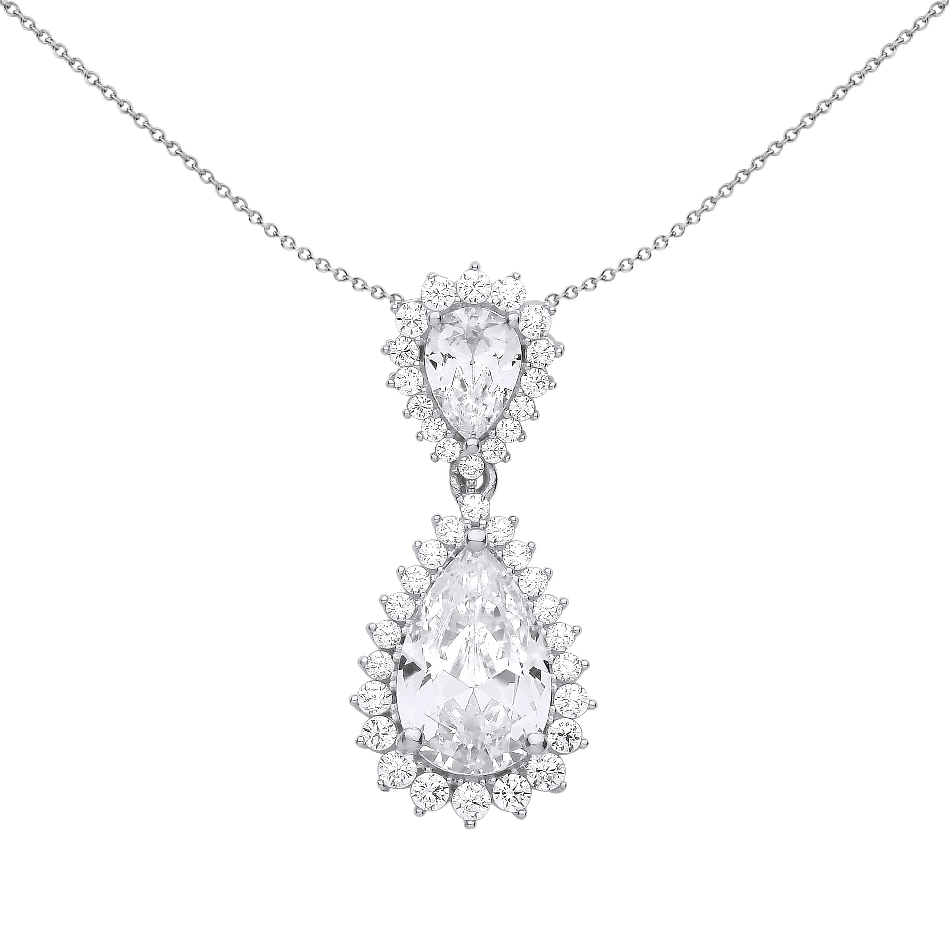 Silver  Fiery Snowflake Chandelier Cluster Pendant Necklace - GVP592